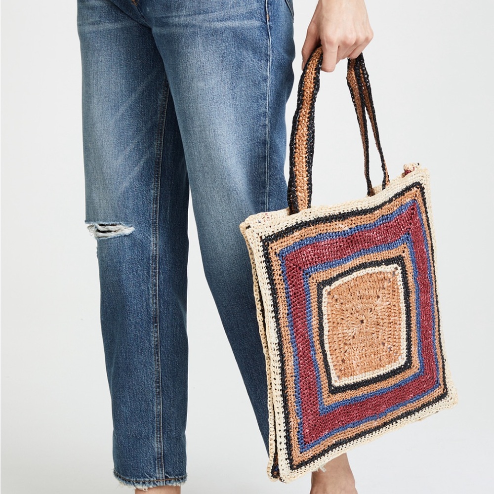 ANTIK BATIK raffia beach tote bag